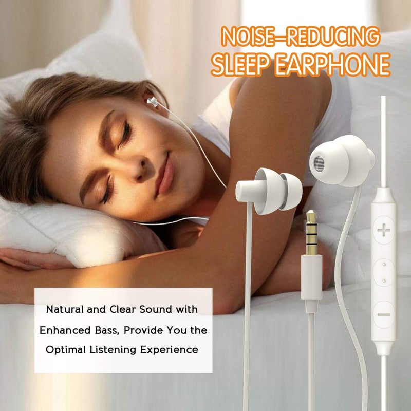 MAXROCK Sleep Earbuds, Ultra-Soft Comfortable Noise Isolating Earplugs Workout Headphones in-Ear Earphones w/Mic & Volume Control - Perfect for Side Sleeper Air Travel, Meditation & Insomnia(White) - Image 2